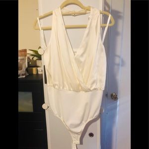 Bebe Sleeveless Silk Wrap Bodysuit. Size L